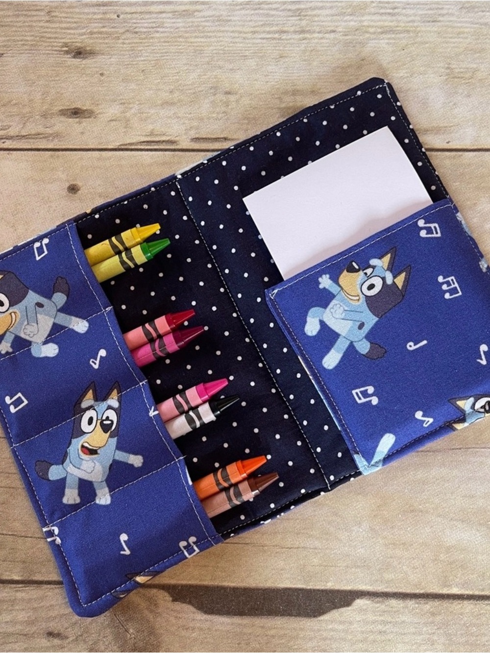 Coloring Case W/ Crayons - Kids Crayon Travel Holder - Mini Crayon Wallet Bluey